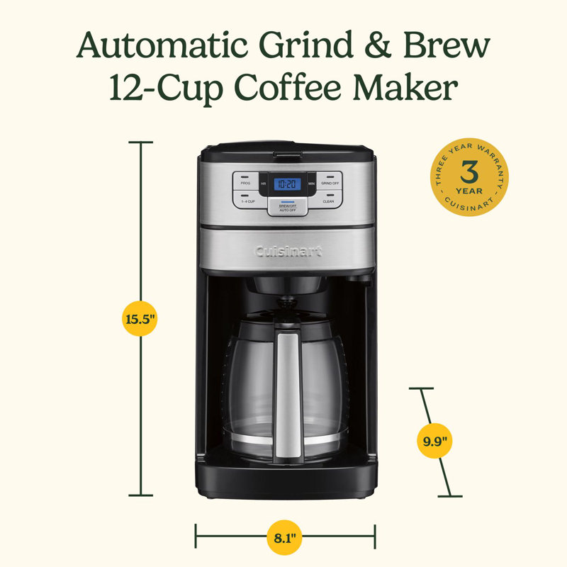 Cuisinart Automatic Grind and Brew 12-Cup Coffeemaker with 1-4 Cup